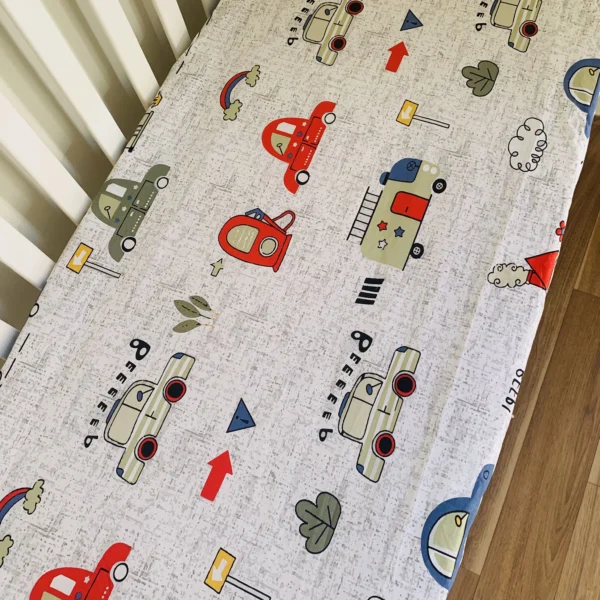Drap Housse Bébé pour Lit 60x120 cm voiture