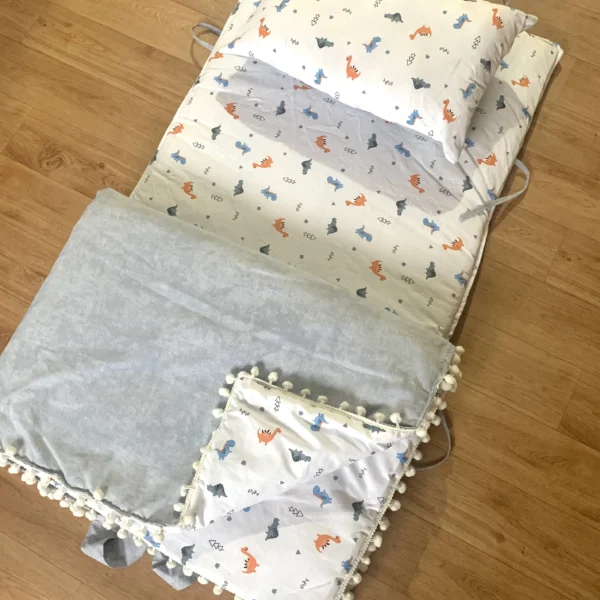 Ensemble à Langer Bébé en Coton – Matelas, Oreiller et Couverture Bleu
